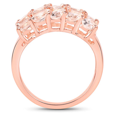 18K Rose Gold Plated 3.30 Carat Genuine Morganite .925 Sterling Silver Ring - 0