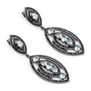 8.80 Carat Genuine Blue Topaz and Black Spinel .925 Sterling Silver Earrings-3