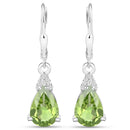 2.80 Carat Genuine Peridot and White Zircon .925 Sterling Silver Earrings-1