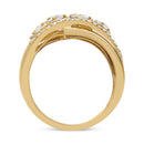 10K Yellow Gold 1/2 Cttw Round-Cut Multi Row Diamond Split Shank Cocktail Ring (H-I Color, SI2-I1 Clarity) - Size 7-4