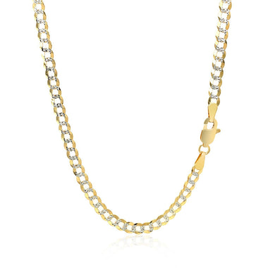 3.6 mm 14k Two Tone Gold Pave Curb Chain - 0