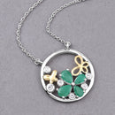 1.35 Carat Genuine Emerald and White Topaz .925 Sterling Silver Pendant-4