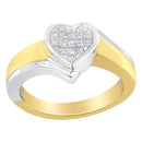 14K Two-Toned Gold Princess-Cut Diamond Heart Promise Ring (1/4 Cttw, H-I Color, I1-I2 Clarity) - Size 6-3