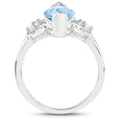 3.78 Carat Genuine Swiss Blue Topaz and White Topaz .925 Sterling Silver Ring-2