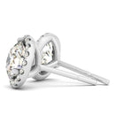 14k White Gold Round Prong Halo Style Earrings (1 cttw)-2