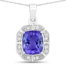 2.52 Carat Genuine Tanzanite and White Diamond 14K White Gold Pendant-1