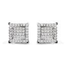 10K White Gold 1 1/4 Cttw Princess Diamond Composite Double Square and Halo Stud Earrings (I-J Color, I1-I2 Clarity)-4