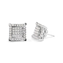 10K White Gold 1 1/4 Cttw Princess Diamond Composite Double Square and Halo Stud Earrings (I-J Color, I1-I2 Clarity)-5