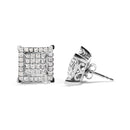10K White Gold 1 1/4 Cttw Princess Diamond Composite Double Square and Halo Stud Earrings (I-J Color, I1-I2 Clarity)-6