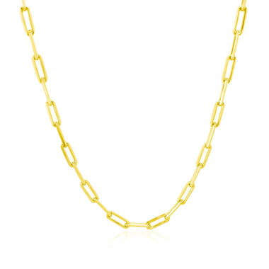 14K Yellow Gold Paperclip Chain (2.5mm) - 0