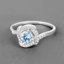0.46 Carat Genuine Aquamarine and White Diamond 14K White Gold Ring-4