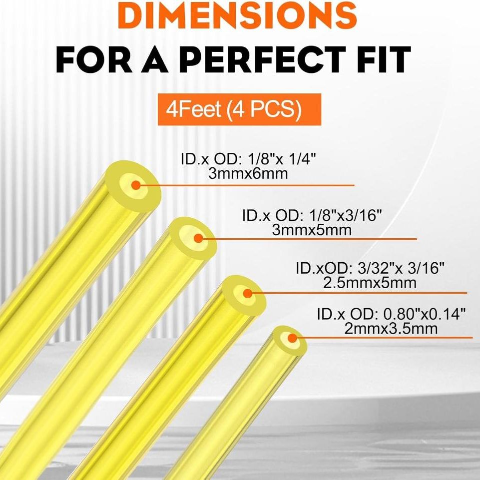 4 Sizes 4-Ft-Each Clear Fuel Line for 2-Stroke Small Engine Stihl Poulan Chainsaw Weedeater Trimmer Leaf Blower I.D.xO.D. 3/32 x 3/16 1/8 x 3/16 inch - 0