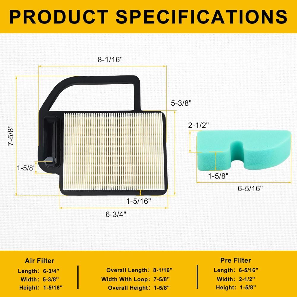 Hipa 20-083-02-S 20-083-04-S 20-083-06-S Air + 20-083-03-S Pre Filter For Kohler SV470-SV620 Engine LTX1040 LTX1045 LT1045 LTX1042 Mower