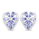 2.97 Carat Genuine Tanzanite & White Topaz .925 Sterling Silver Earrings-1
