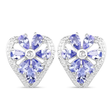 2.97 Carat Genuine Tanzanite & White Topaz .925 Sterling Silver Earrings