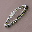 19.04 Carat Genuine Green Tourmaline and White Diamond 14K White Gold Bracelet-2