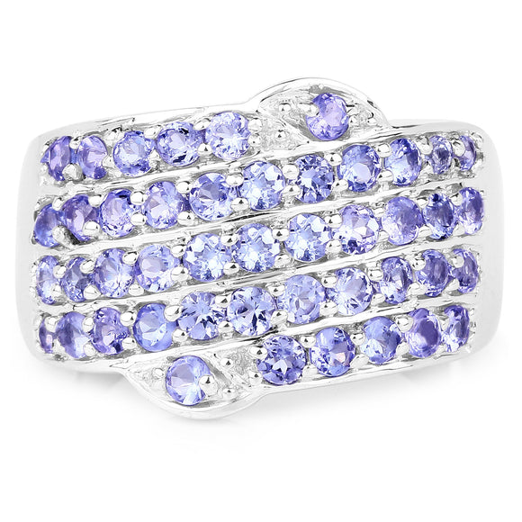 1.58 Carat Genuine Tanzanite .925 Sterling Silver Ring