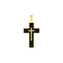 Cross Pendant with Black Enamel in 14k Yellow Gold-2