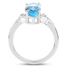 3.67 Carat Genuine Swiss Blue Topaz and White Diamond .925 Sterling Silver Ring-2