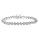 14K Rose Gold Over .925 Sterling Silver 1/4 Cttw Diamond 7" Open Circle Wheel Link Tennis Bracelet (I-J Color, I2-I3 Clarity)-1