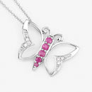 0.62 Carat Genuine Ruby and White Zircon .925 Sterling Silver Necklace-4