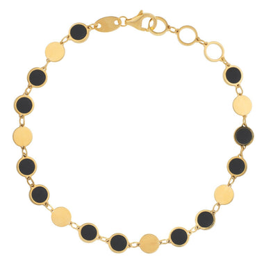 14k Yellow Gold Onyx Geometric Mirror Gem Chain Bracelet (5.00 mm) - 0