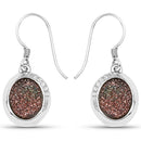 4.72 Carat Genuine Copper Bloom Drusy and White Topaz .925 Sterling Silver Earrings-1