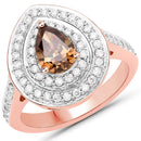 1.64 Carat Genuine Chocolate Brown Diamond and White Diamond 18K Rose Gold Ring-1