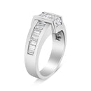 14K White Gold 2 3/4 Cttw Invisible-Set Princess and Channel-Set Baguette Diamond Step Up Cocktail Ring (G-H Color, SI1-SI2 Clarity) - Ring Size 9.25-3