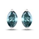 0.69 Carat Genuine Blue Diamond 14K White Gold Earrings-1