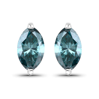 0.69 Carat Genuine Blue Diamond 14K White Gold Earrings