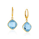Drop Earrings with Blue Topaz Cushion Briolettes in 14k Yellow Gold-1