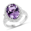 5.55 Carat Genuine Amethyst & White Topaz .925 Sterling Silver Ring-1