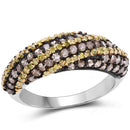 1.25 Carat Genuine Champagne Diamond and Yellow Diamond .925 Sterling Silver Ring-1