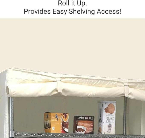 Storage Shelving Unit Cover, fits racks 36"W x 18"D x 72"H in Off White