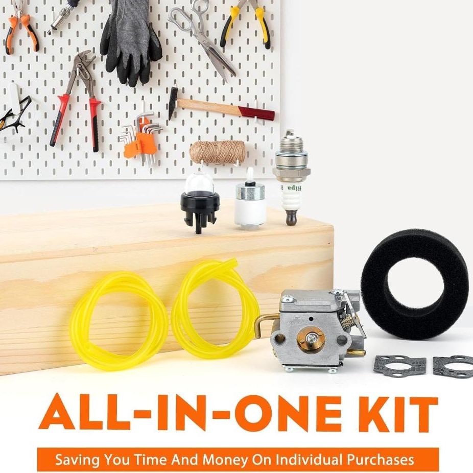Carburetor Kit For Bolens MTD BL100 BL410 BL150 BL250 17-inch cut 31cc Gas String Trimmer Weed Wacker Replace Ryobi 791-182875