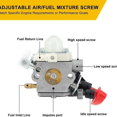 Hipa Carburetor Kit for Stihl FS 56 RC FS56 FS56RC FS56C HT56C KM56 FS50 HT56 KN56 KM56C Trimmer Replaces C1M-S267A 4144 120 0608 - 0