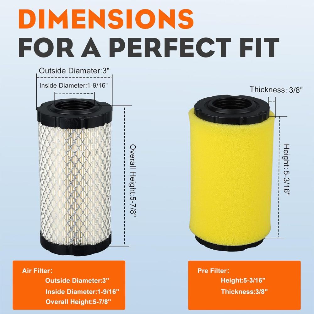 HIPA 793569 793685 Air Filter for Briggs & Stratton 4241 5415 John Deere LA125 LA115 D100 D110 D120 GY21055 MIU11511 Lawn Mower Tractor (2 Pack) - 0