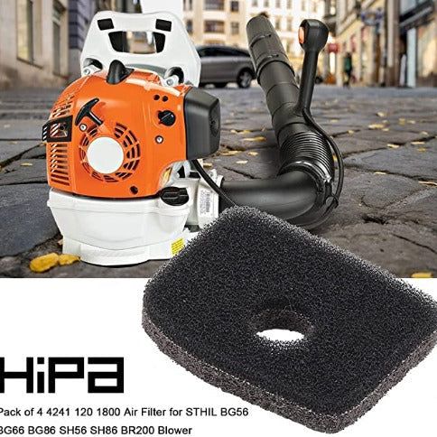 Hipa (Pack of 4) 4241 120 1800 Air Filter for STIHL BG56 BG66 BG86 SH56 SH86 BR200 Blower