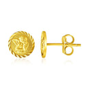 14k Yellow Gold Round Angel Post Earrings-1