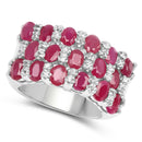 3.69 Carat Genuine Ruby and White Topaz .925 Sterling Silver Ring-2