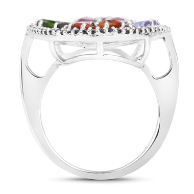 5.01 Carat Genuine Multi Stones .925 Sterling Silver Ring - 0