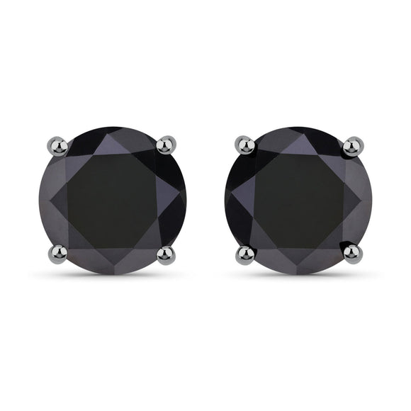 4.91 Carat Genuine Black Diamond 14K White Gold Earrings