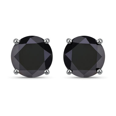 3.48 Carat Genuine Black Diamond 14K White Gold Earrings