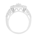 .925 Sterling Silver Round and Baguette Diamond Cathedral Ring (0.75 Cttw, H-I Color, I2-I3 Clarity) - Size 7-4