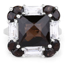 7.43 Carat Genuine Smoky Quartz & White Topaz .925 Sterling Silver Ring-3