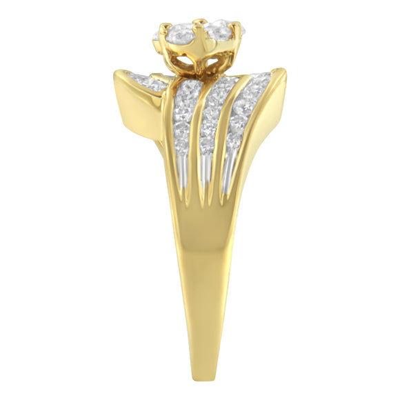 14K Yellow Gold Diamond Cocktail Bypass Ring (1 1/2 Cttw, H-I Color, SI2-I1 Clarity) - Size 7