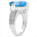 12.40 Carat Genuine Blue Topaz .925 Sterling Silver Ring-3