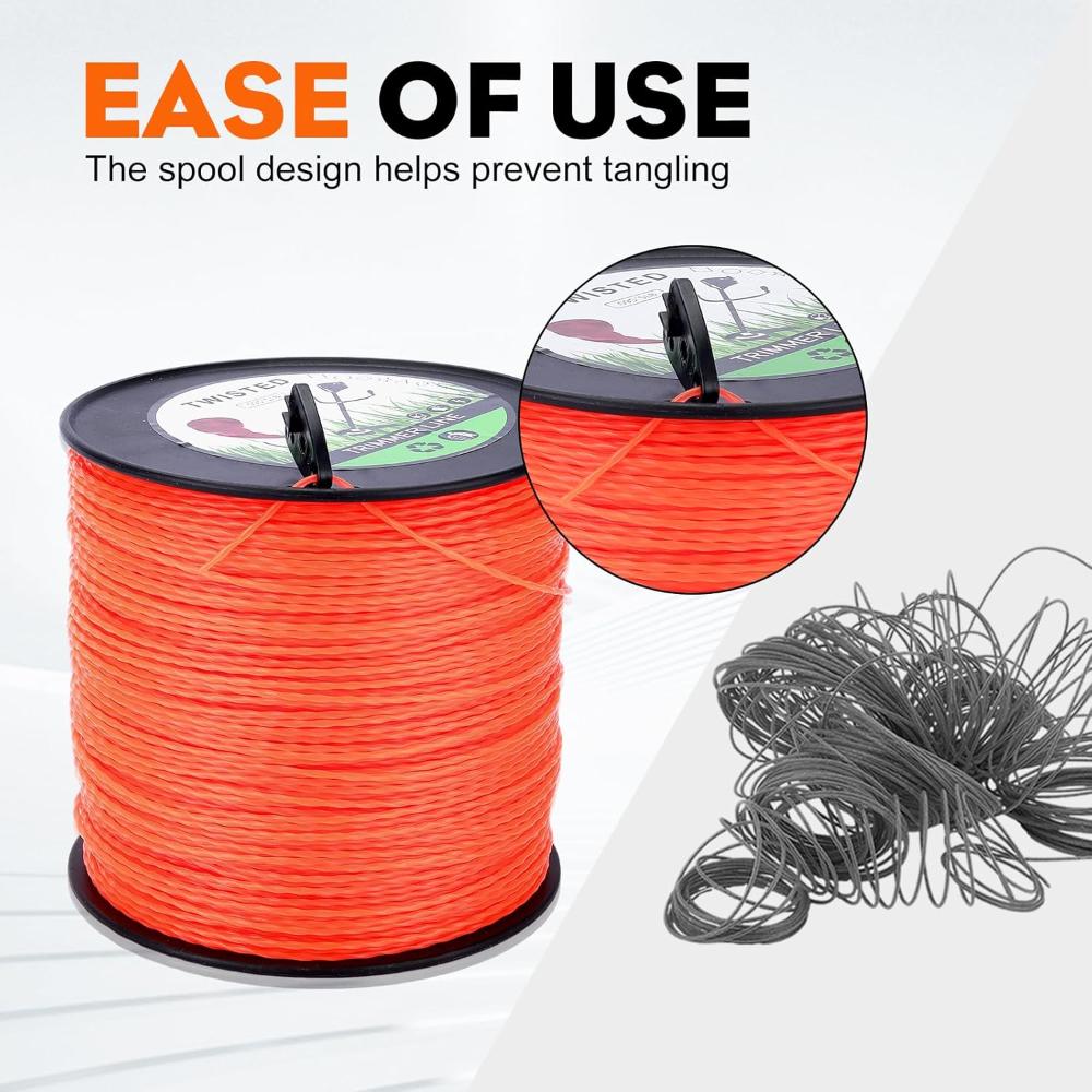 .095 5-Pound by 1889-ft Round Twist Commercial Trimmer Line in Spool Weed Eater with 2.4 mm/095-Inch Line Cutter Orange SOAK for 24H Before Using