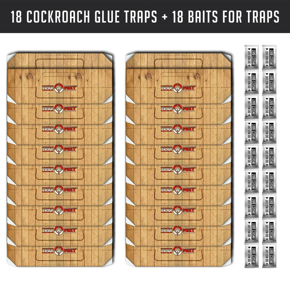 Roach Traps Indoor Sticky (18 Pack) - Glue Traps for Roaches Bug Traps with Roach Bait Traps - Long Lasting Non-Toxic Children and Pet Friendly - Trap a Pest